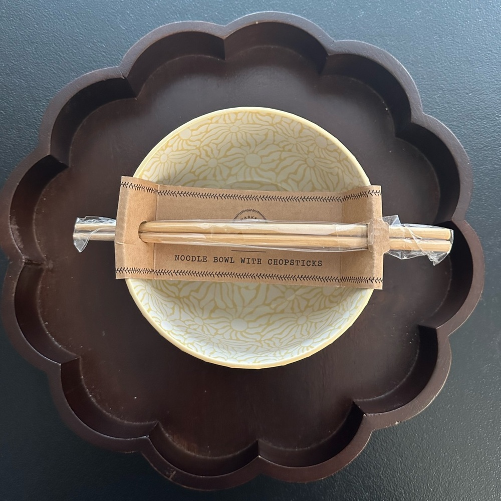 Market Finds Yellow Dotted Noodle Bowl with Chopsticks